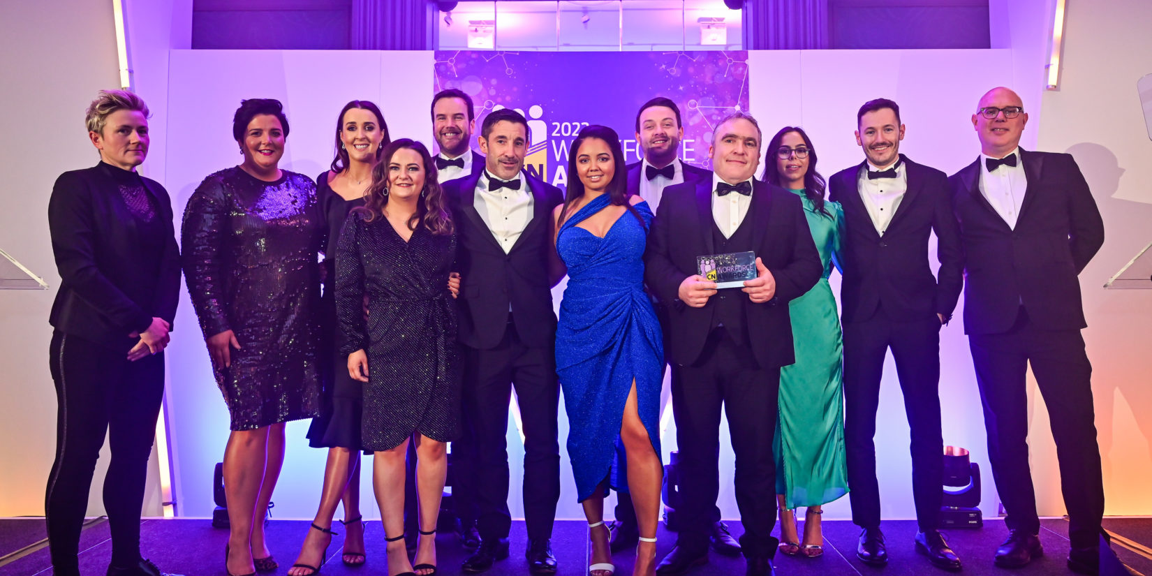 Pictured above (L-R): Carol Bardell-Wise (SHEQ Director at Morgan Sindall Infrastructure), Catriona Donnelly, Alicia Cunningham, Danielle Fitzpatrick, Ciaran Cahoon, Mark Dolan, Jayde Addison, Ryan Spencer, Cathal McMullan, Caoimhe Toner, Brian McGreevy and Colin Marrs (Editor of Construction News)